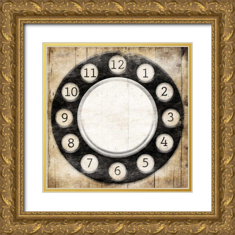 Rottery Clock Black Gold Ornate Wood Framed Art Print with Double Matting by Grey, Jace