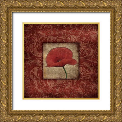 Poppie bordered Gold Ornate Wood Framed Art Print with Double Matting by Grey, Jace