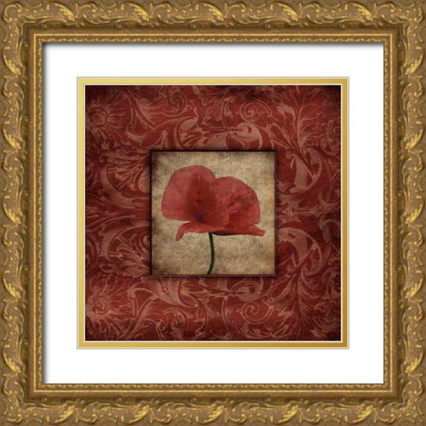 Poppie bordered mate Gold Ornate Wood Framed Art Print with Double Matting by Grey, Jace