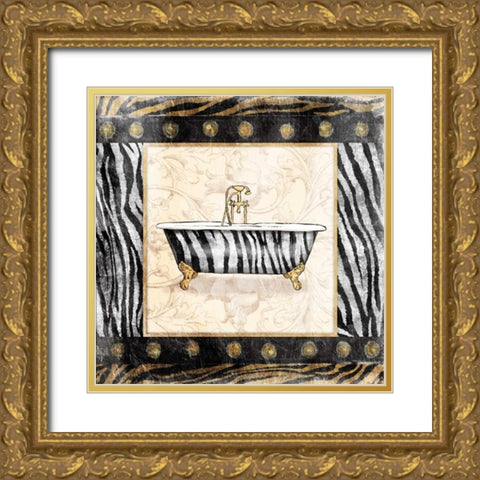 Black gold zebra bath mate Gold Ornate Wood Framed Art Print with Double Matting by Grey, Jace
