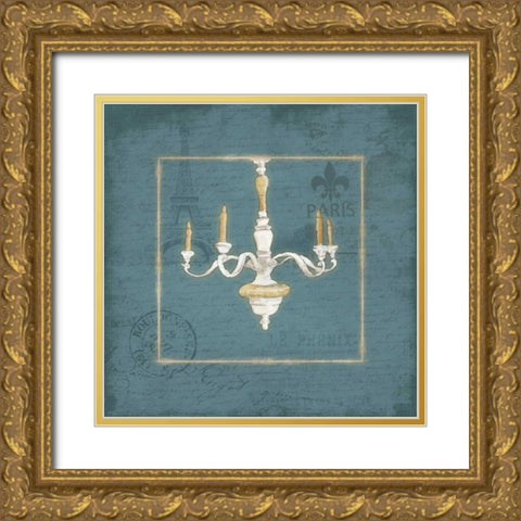 Blue chandelier Gold Ornate Wood Framed Art Print with Double Matting by Grey, Jace