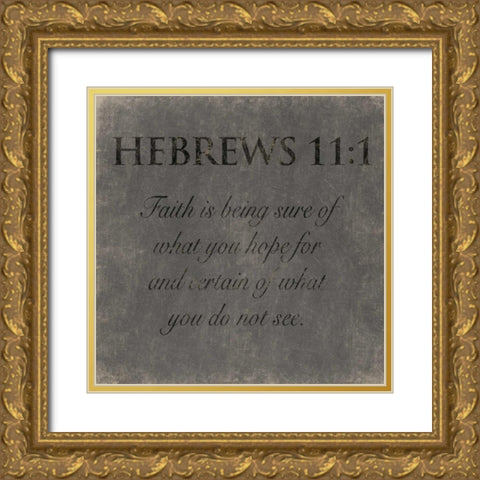 Faith Hebrew Gold Ornate Wood Framed Art Print with Double Matting by Grey, Jace
