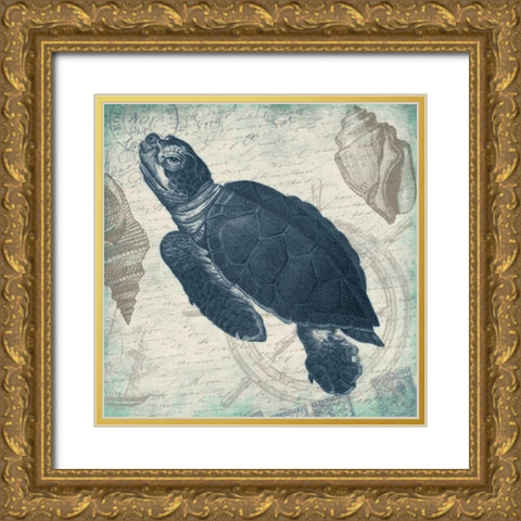 Turtle Gold Ornate Wood Framed Art Print with Double Matting by Grey, Jace