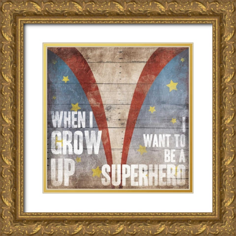 Superhero Mate Gold Ornate Wood Framed Art Print with Double Matting by Grey, Jace