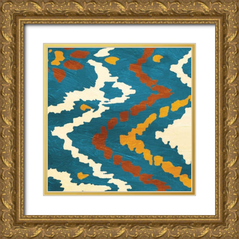 IKAT pattern Gold Ornate Wood Framed Art Print with Double Matting by Grey, Jace