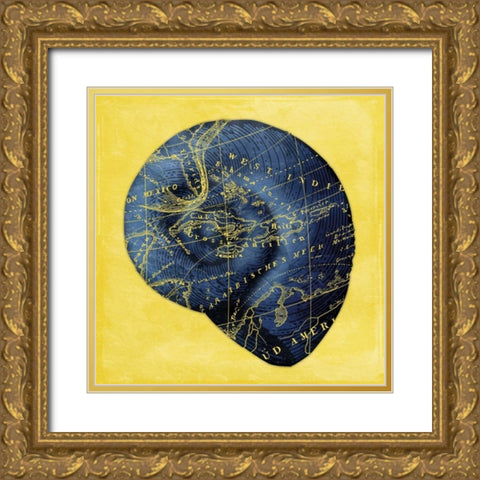 Map Shell 2 Y Indigo Gold Ornate Wood Framed Art Print with Double Matting by Grey, Jace