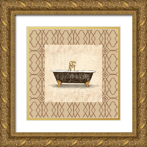 Brown bath border 2 Gold Ornate Wood Framed Art Print with Double Matting by Grey, Jace