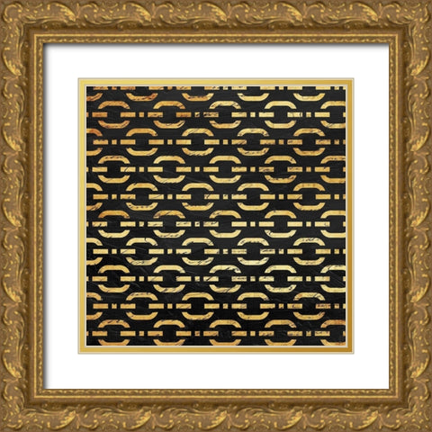 Chain links Gold Ornate Wood Framed Art Print with Double Matting by Grey, Jace