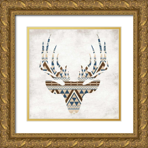 Aztec Deer No Background Gold Ornate Wood Framed Art Print with Double Matting by Grey, Jace
