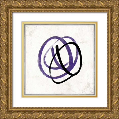 Abstract Circle Mate Purple Gold Ornate Wood Framed Art Print with Double Matting by Grey, Jace