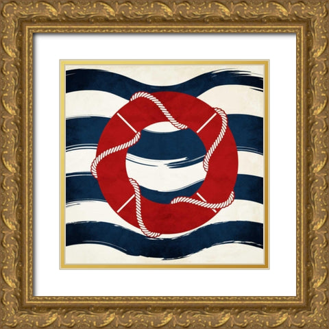 Lifesaver Waves Gold Ornate Wood Framed Art Print with Double Matting by Grey, Jace