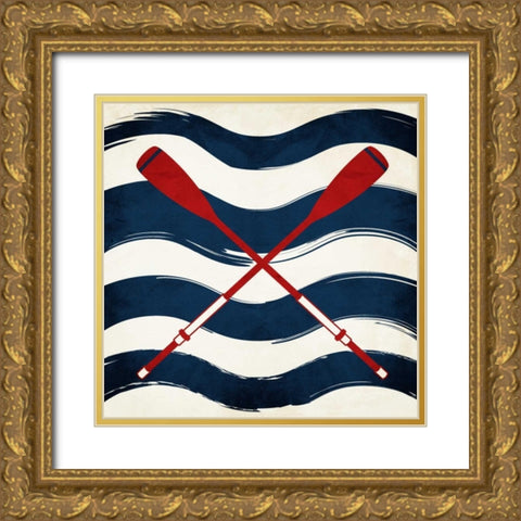 Oar Waves Gold Ornate Wood Framed Art Print with Double Matting by Grey, Jace