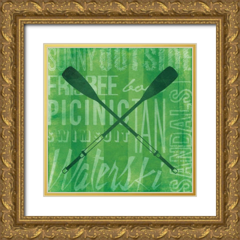 Summer Bright Oars Gold Ornate Wood Framed Art Print with Double Matting by Grey, Jace