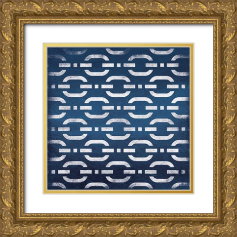 Blue Links Gold Ornate Wood Framed Art Print with Double Matting by Grey, Jace