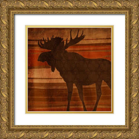 Moose Stripes Gold Ornate Wood Framed Art Print with Double Matting by Grey, Jace