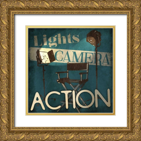 Lights Camera Action Gold Ornate Wood Framed Art Print with Double Matting by Grey, Jace
