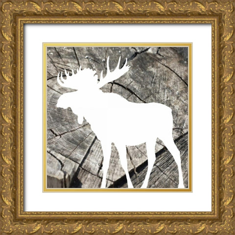 Wood Moose Reverse Mate Gold Ornate Wood Framed Art Print with Double Matting by Grey, Jace