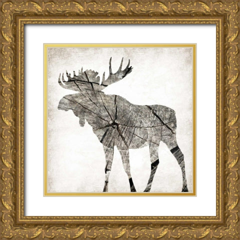 Wood Moose Mate Gold Ornate Wood Framed Art Print with Double Matting by Grey, Jace