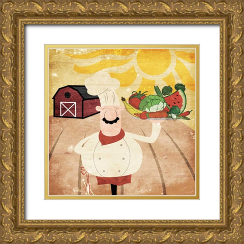 Farming Chef Gold Ornate Wood Framed Art Print with Double Matting by Grey, Jace