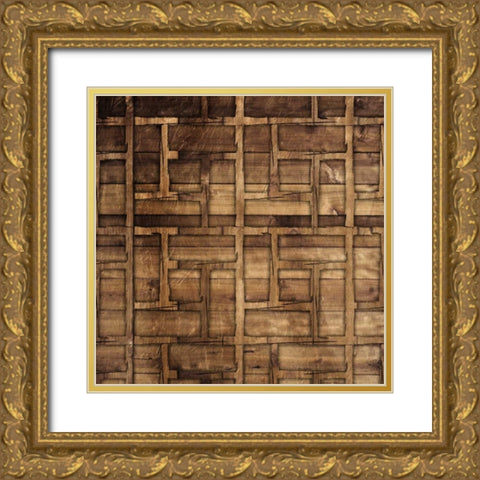 Wood Chip Pattern Gold Ornate Wood Framed Art Print with Double Matting by Grey, Jace