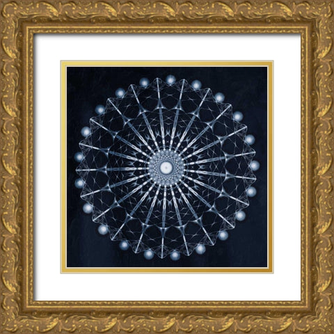 Circular Shibori Gold Ornate Wood Framed Art Print with Double Matting by Grey, Jace