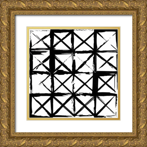 Box Black Lines Gold Ornate Wood Framed Art Print with Double Matting by Grey, Jace