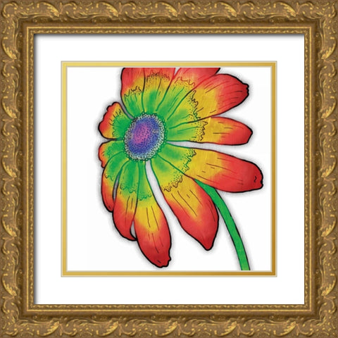 Bright Fun Time Flower Gold Ornate Wood Framed Art Print with Double Matting by Grey, Jace