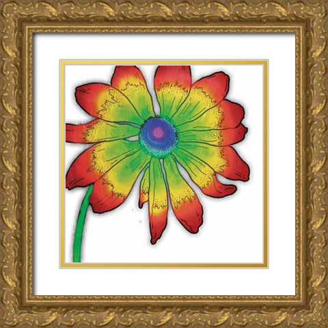 Bright Fun Time Flower Mate Gold Ornate Wood Framed Art Print with Double Matting by Grey, Jace