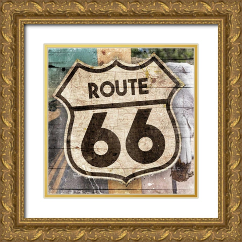 Sign Of 66 Gold Ornate Wood Framed Art Print with Double Matting by Grey, Jace