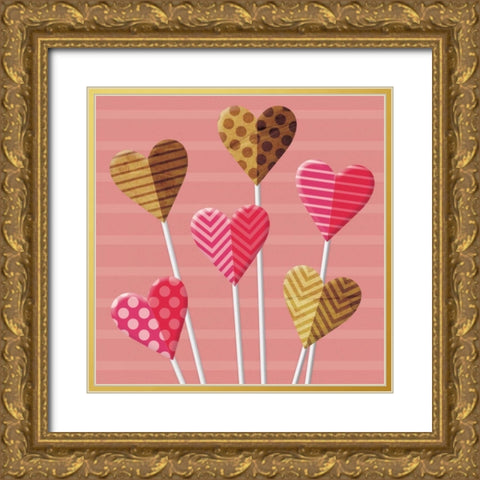 Heart Pops Gold Ornate Wood Framed Art Print with Double Matting by Grey, Jace