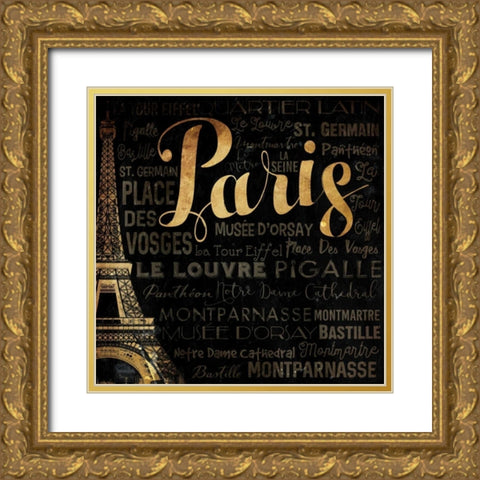 The Left Side of Paris Gold Ornate Wood Framed Art Print with Double Matting by Grey, Jace
