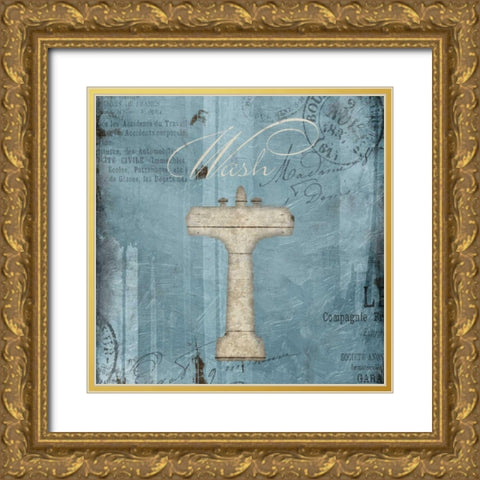 Wash Grey Blues Gold Ornate Wood Framed Art Print with Double Matting by Grey, Jace