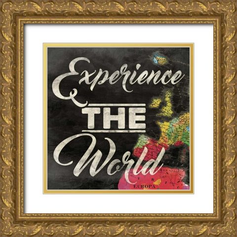 Experience The World Gold Ornate Wood Framed Art Print with Double Matting by Grey, Jace
