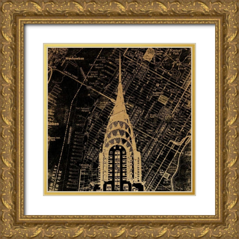 Chrysler Map Gold Ornate Wood Framed Art Print with Double Matting by Grey, Jace