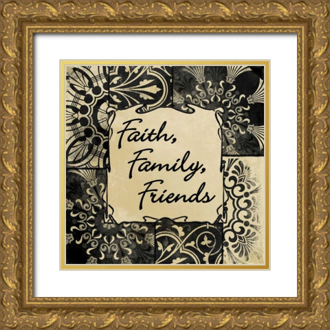 Faith Family Friends Gold Ornate Wood Framed Art Print with Double Matting by Grey, Jace