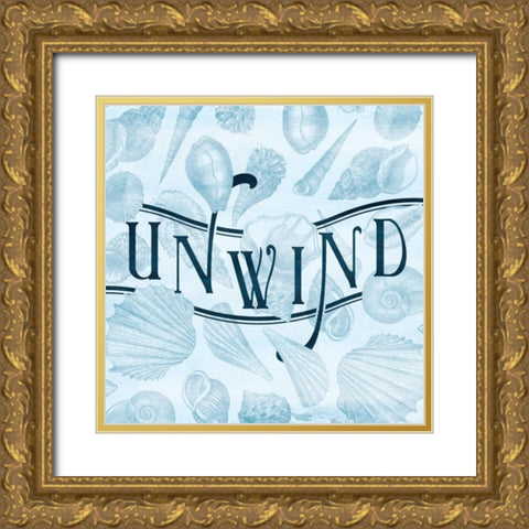 Unwind Shells Gold Ornate Wood Framed Art Print with Double Matting by Grey, Jace