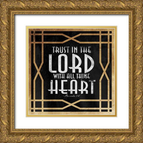 Gold Heart Gold Ornate Wood Framed Art Print with Double Matting by Grey, Jace