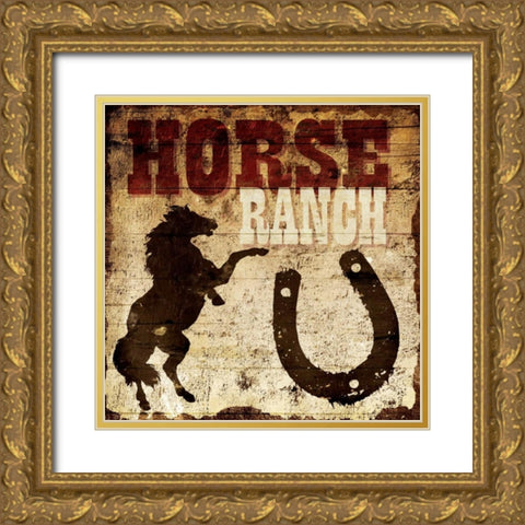Horse Ranch Gold Ornate Wood Framed Art Print with Double Matting by Grey, Jace
