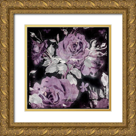Purp Flowers Gold Ornate Wood Framed Art Print with Double Matting by Grey, Jace