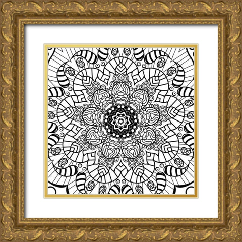 Calm Fire BW Gold Ornate Wood Framed Art Print with Double Matting by Grey, Jace