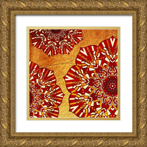 Fire Flowers Gold Ornate Wood Framed Art Print with Double Matting by Grey, Jace