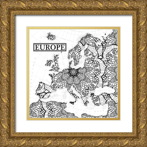 Europe Bloom Gold Ornate Wood Framed Art Print with Double Matting by Grey, Jace