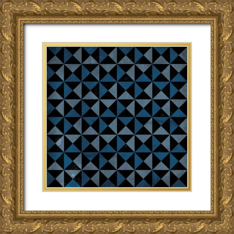Bow Tie Blue Gold Ornate Wood Framed Art Print with Double Matting by Grey, Jace