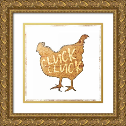 Cluck Cluck Gold Ornate Wood Framed Art Print with Double Matting by Grey, Jace