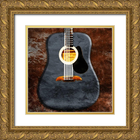 Rustic Acoustic Guitar Gold Ornate Wood Framed Art Print with Double Matting by Grey, Jace