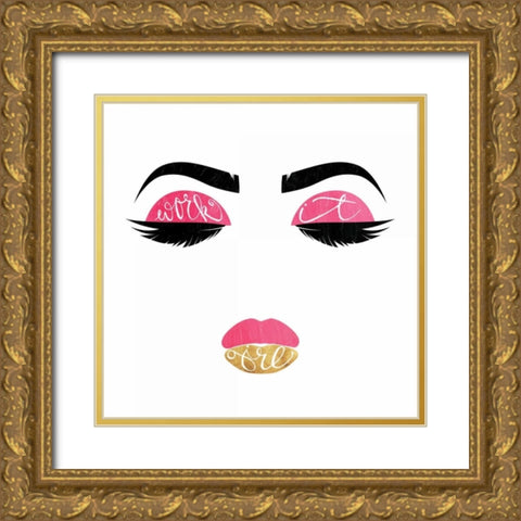 Work It Girl Gold Ornate Wood Framed Art Print with Double Matting by Grey, Jace