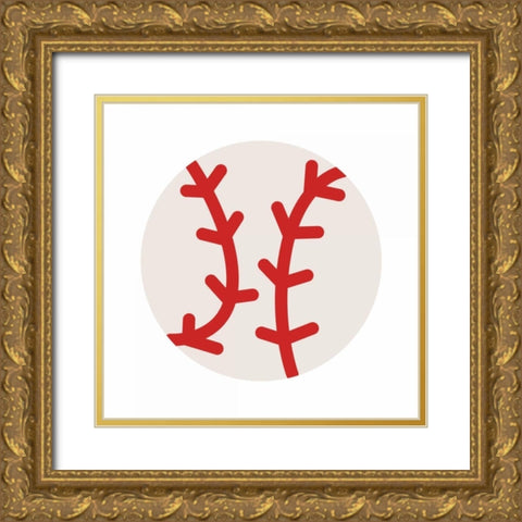 Baseball Gold Ornate Wood Framed Art Print with Double Matting by Grey, Jace