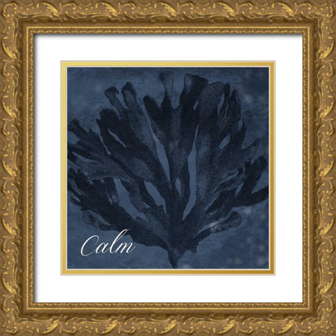 Blue Water Coral Calm Gold Ornate Wood Framed Art Print with Double Matting by Grey, Jace