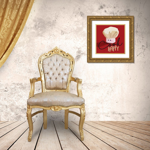Cook Happy Gold Ornate Wood Framed Art Print with Double Matting by Grey, Jace