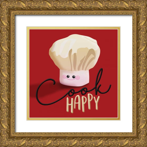 Cook Happy Gold Ornate Wood Framed Art Print with Double Matting by Grey, Jace
